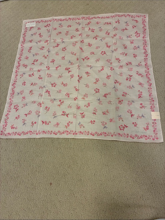 Jill Stuart Accessories - Jill Stuart Vintage Pink Cherry Blossom Glitter Cotton Handkerchief NWT Japan👝